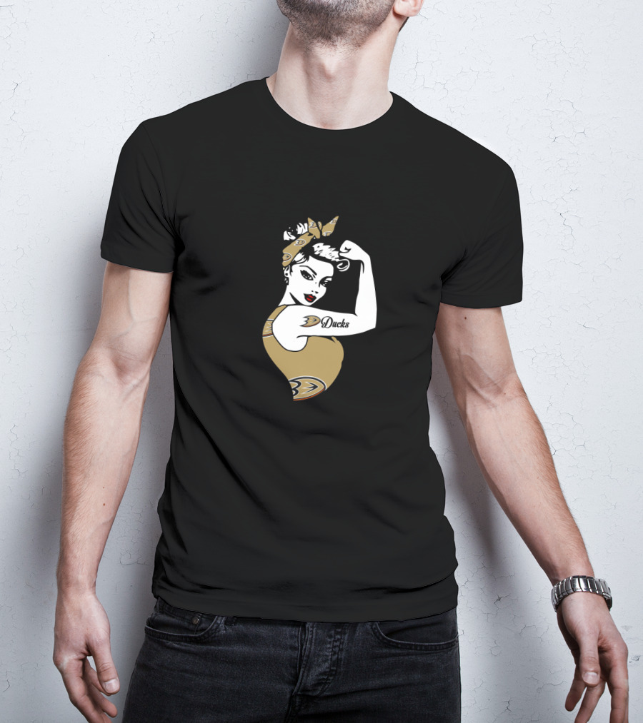 Anaheim Ducks Unbreakable Strong Girl Rosie The Riveter T-Shirt