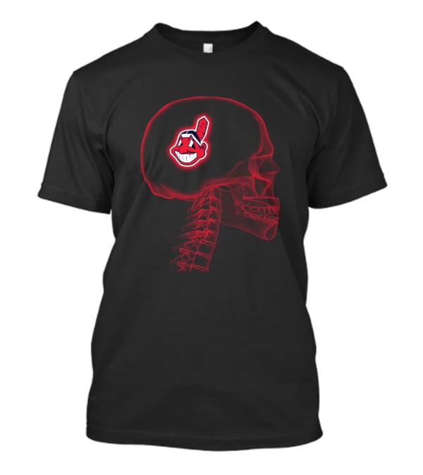Cleveland Indians Chief Wahoo Logo In Skull X-Ray Brain T-Shirt
