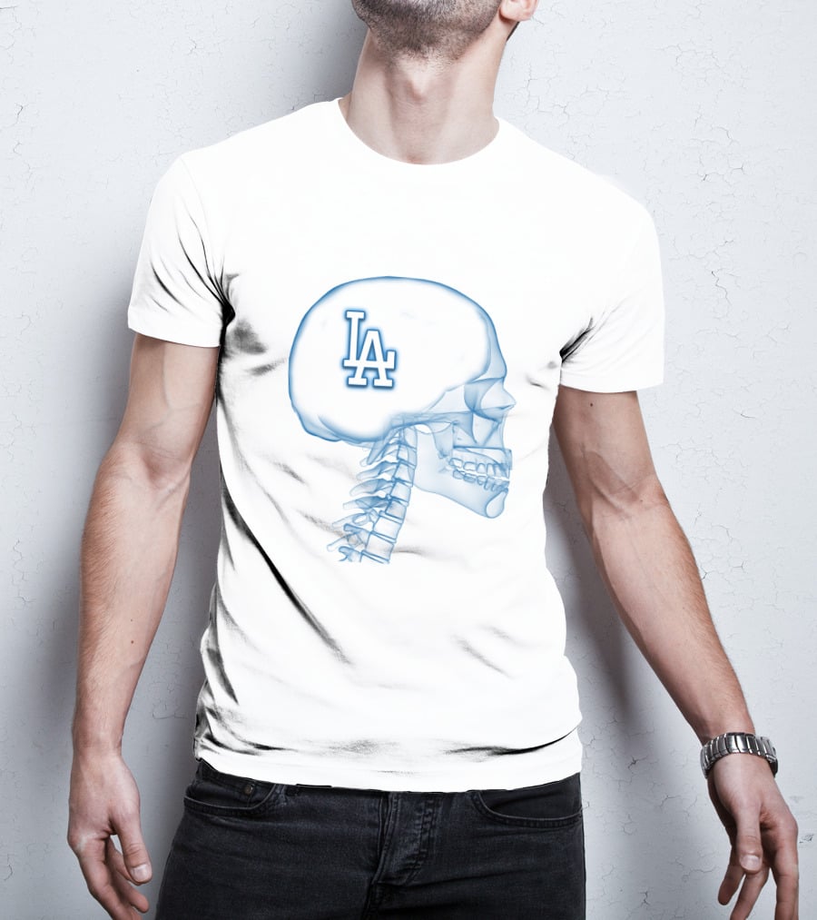 Los Angeles Dodgers LA Logo Brain X-Ray T-Shirt