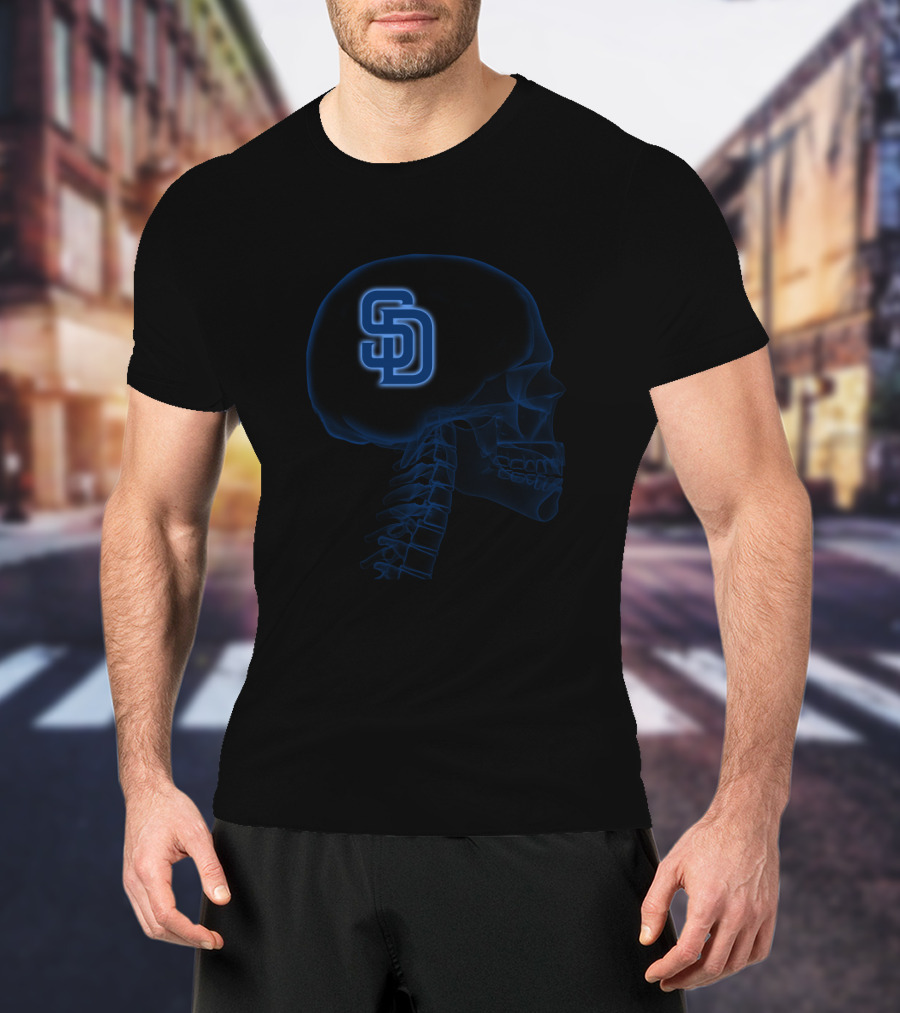 San Diego Padres SD Logo In Skull Brain T-Shirt