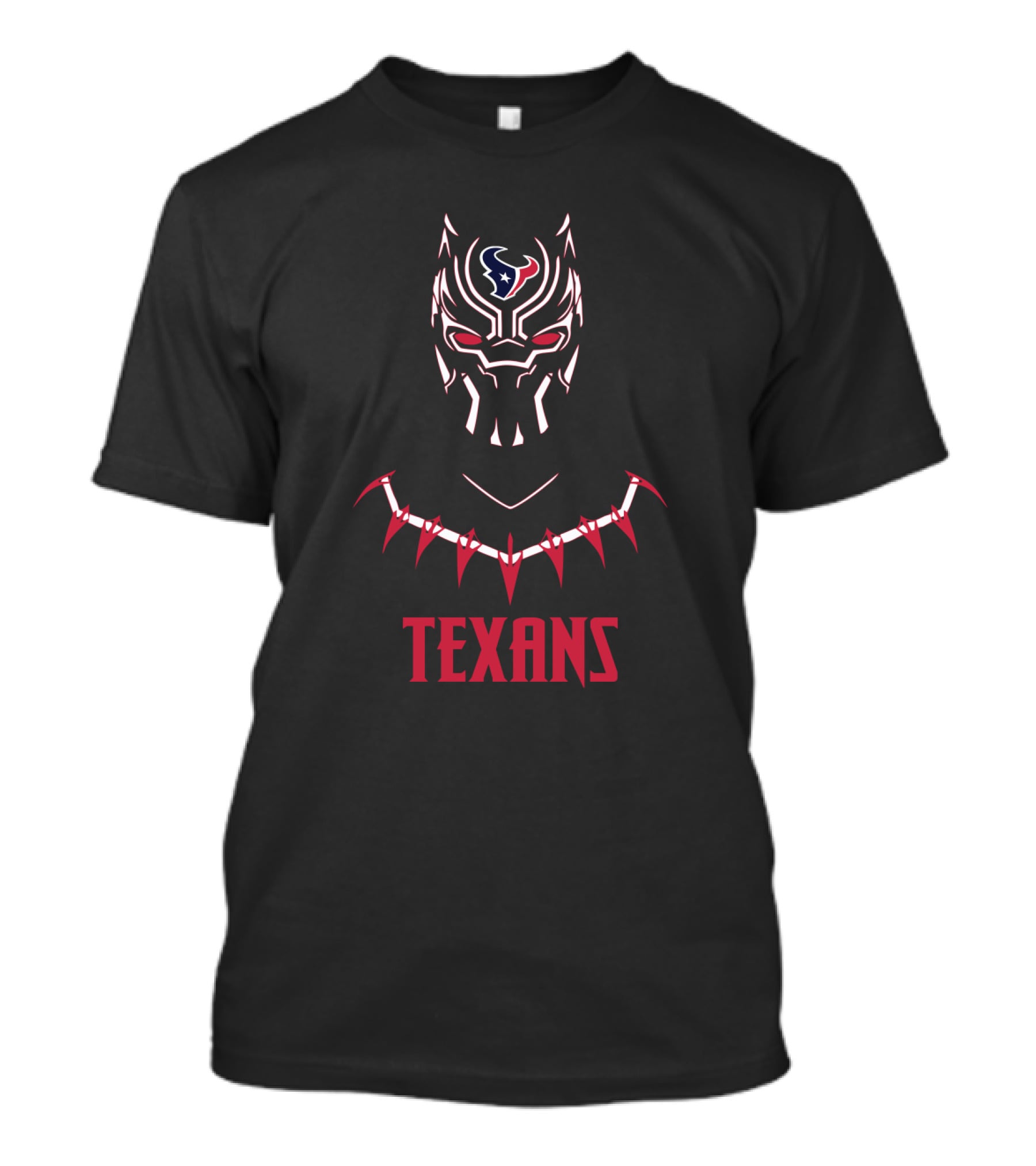 Black Panther Texans Logo Mask With Necklace T-Shirt