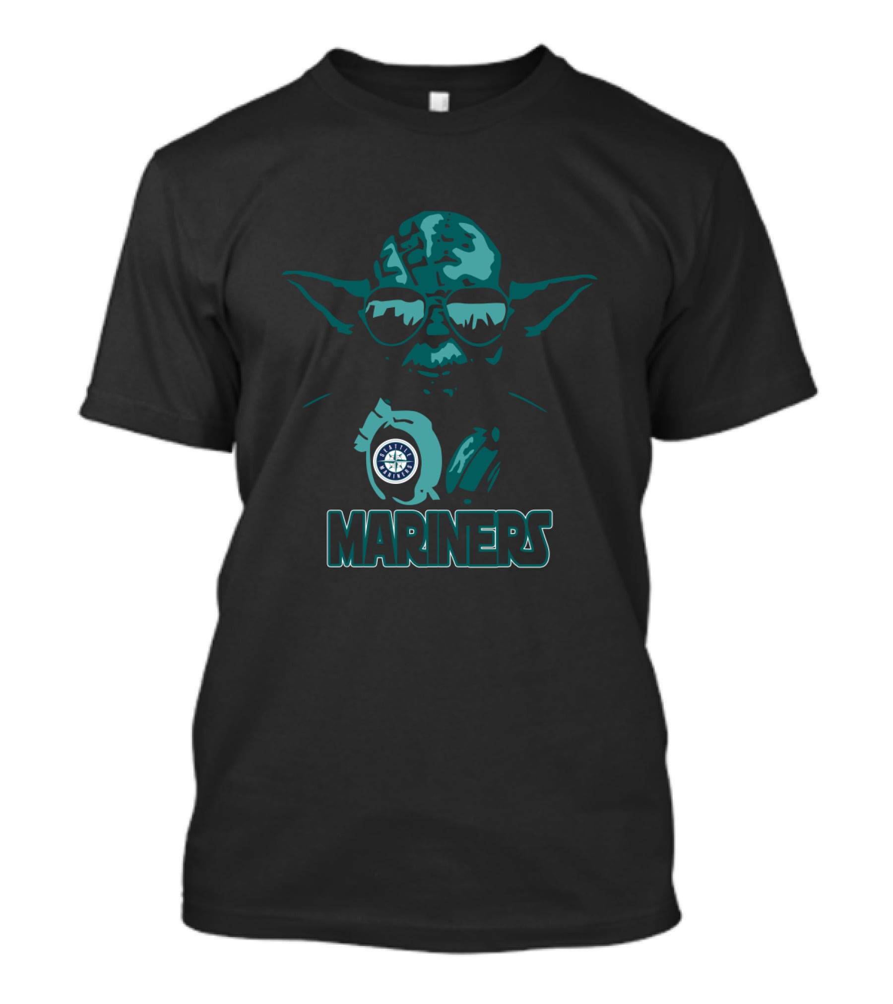Yoda Mariners Seattle Star Wars Fans With Sunglasses And Seattle Mariners T-Shirt
