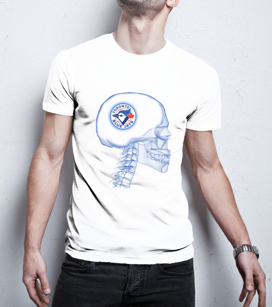 Toronto Blue Jays Logo Inside X-Ray Brain Skull Maple Leaf Baseball Fanatic T-Shirt