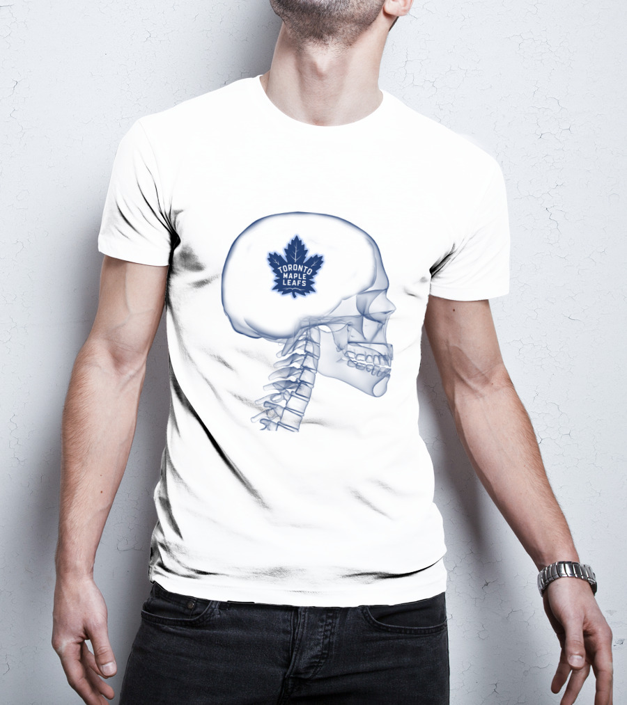 Toronto Maple Leafs Inside My Skull Brain Skeleton T-Shirt