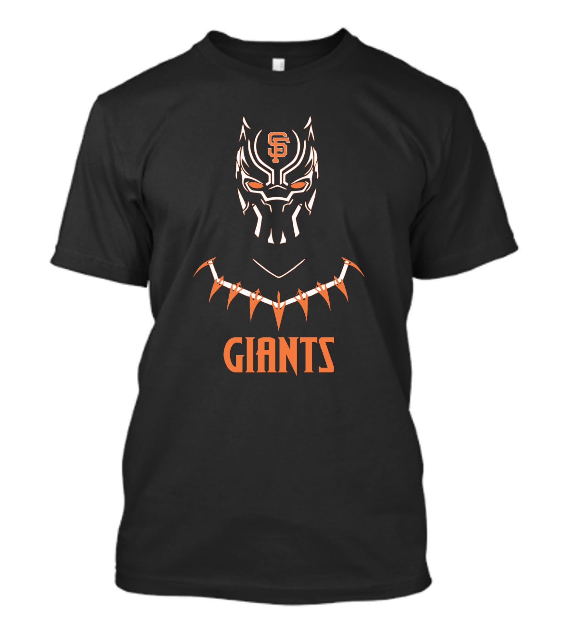 Giants Fan Design Featuring Black Panther Iconic Mask And San Francisco Giants T-Shirt