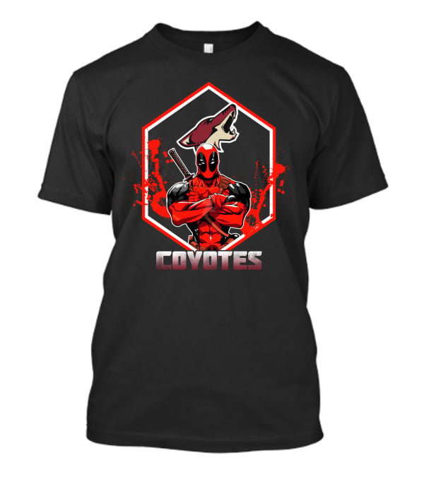 Deadpool Coyotes Crossover With Red Paint And Sword T-Shirt