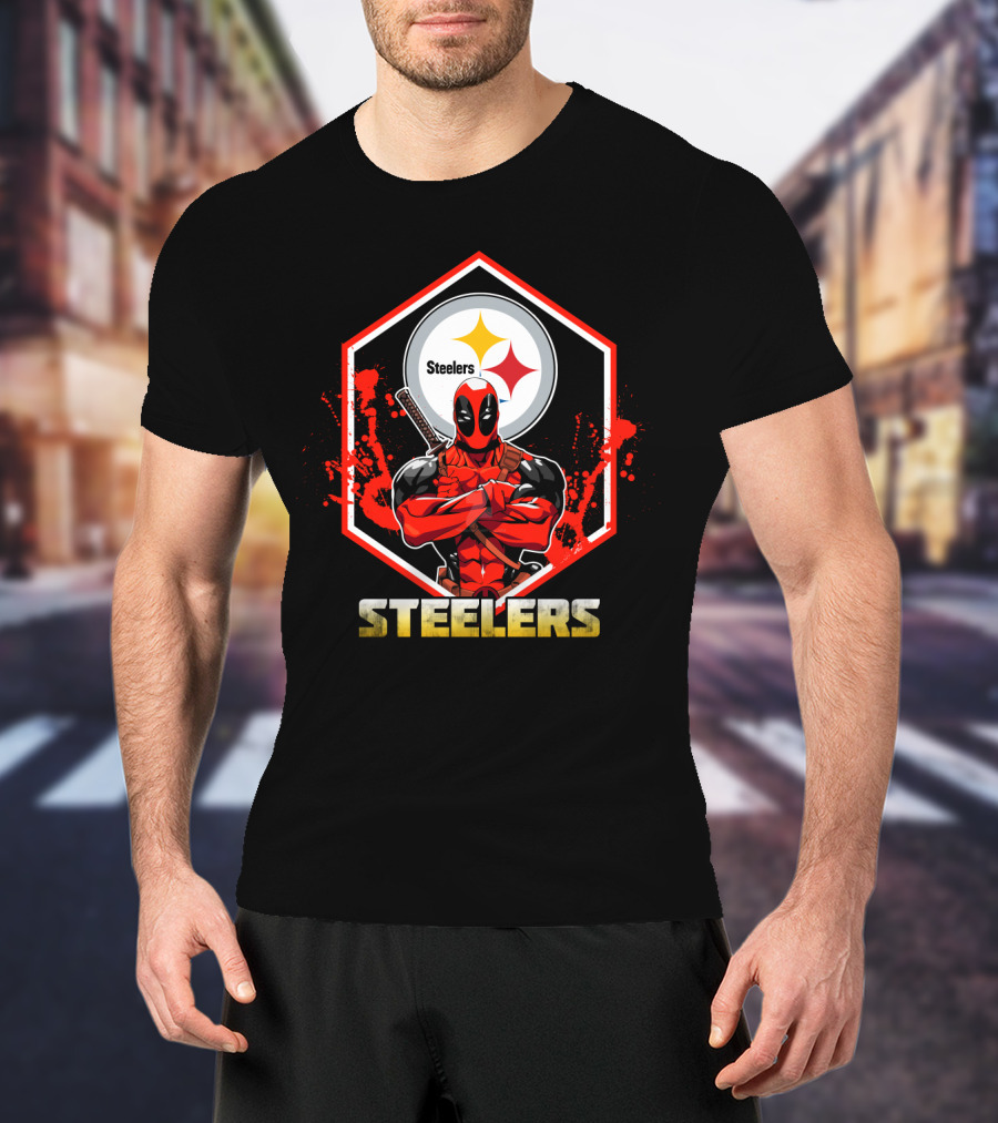 Deadpool Steelers Fans Comic Crossover T-Shirt