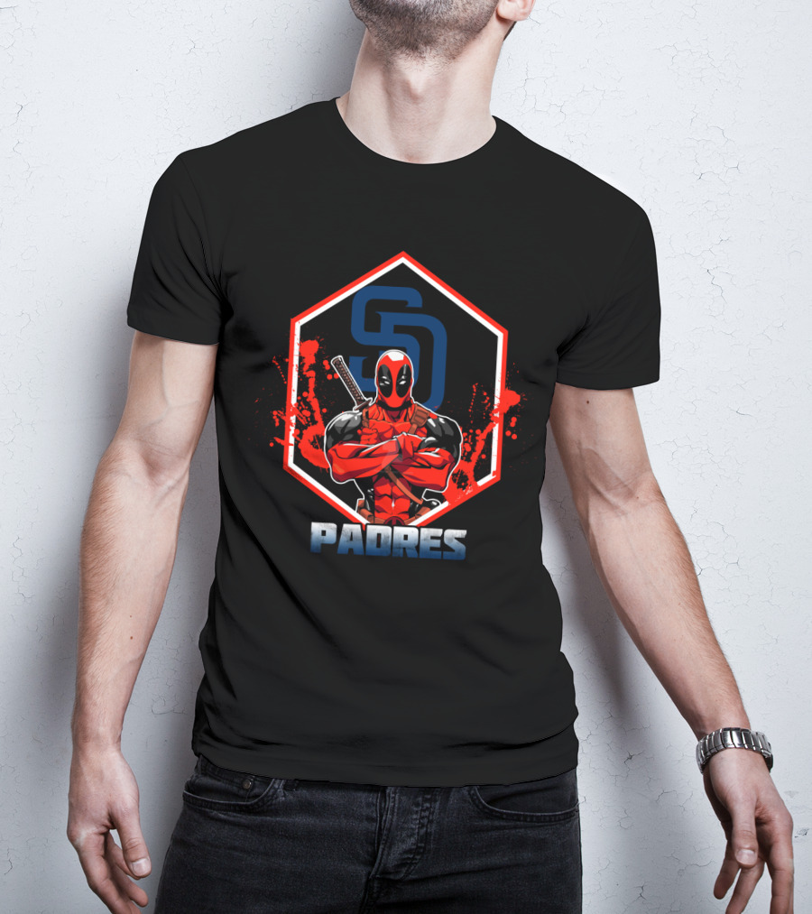 Deadpool San Diego Padres Baseball Fans Comic Collaboration T-Shirt