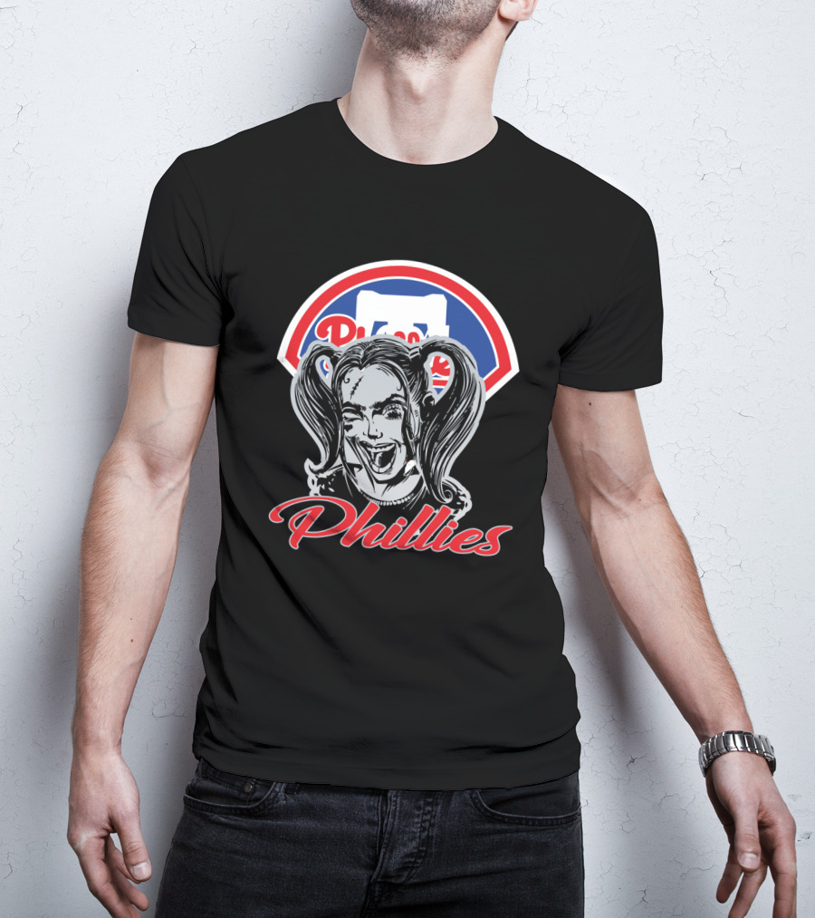 Harley Quinn Phillies Fan Philadelphia Phillies Logo Pigtails T-Shirt
