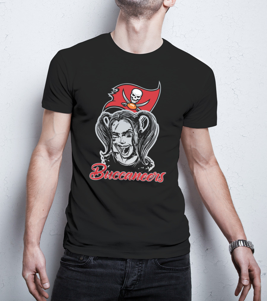 Harley Quinn Buccaneers Pirate Flag Skull Football Fans T-Shirt
