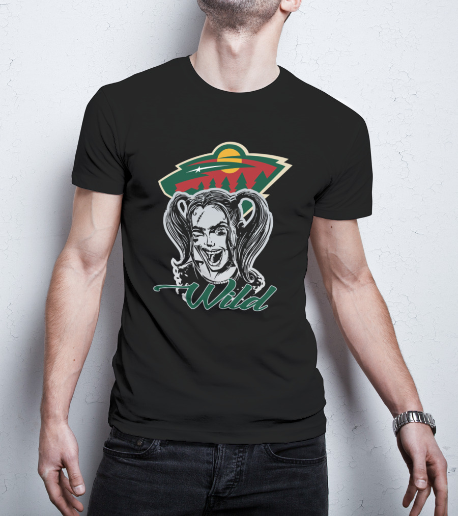 Harley Quinn Minnesota Wild Fans Wild Logo Mashup T-Shirt