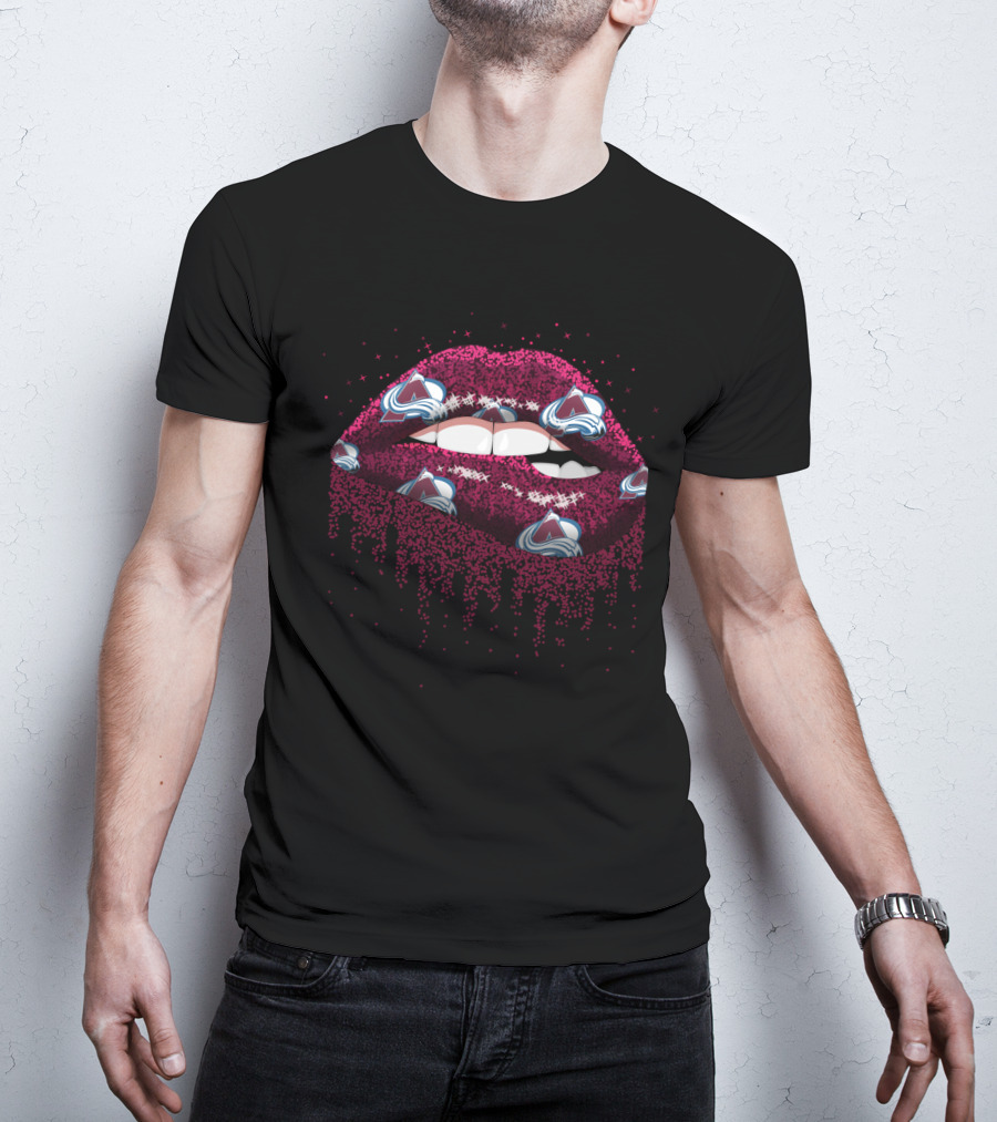 Colorado Avalanche Glitter Lips Fan Art For Supporters T-Shirt