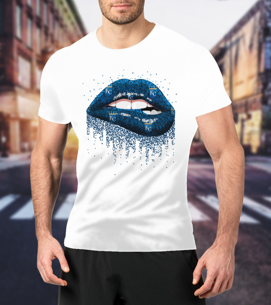 Kansas City Royals Glitter Blue Lips With KC T-Shirt