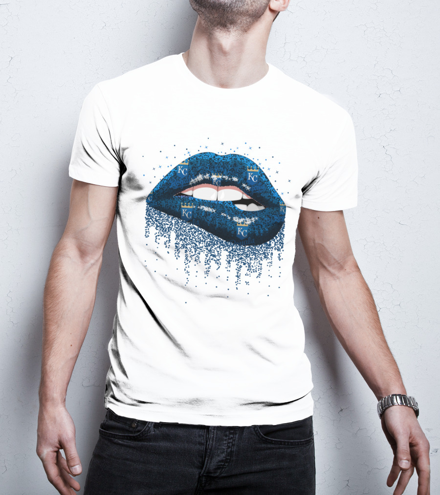 Kansas City Royals Glitter Blue Lips With KC T-Shirt