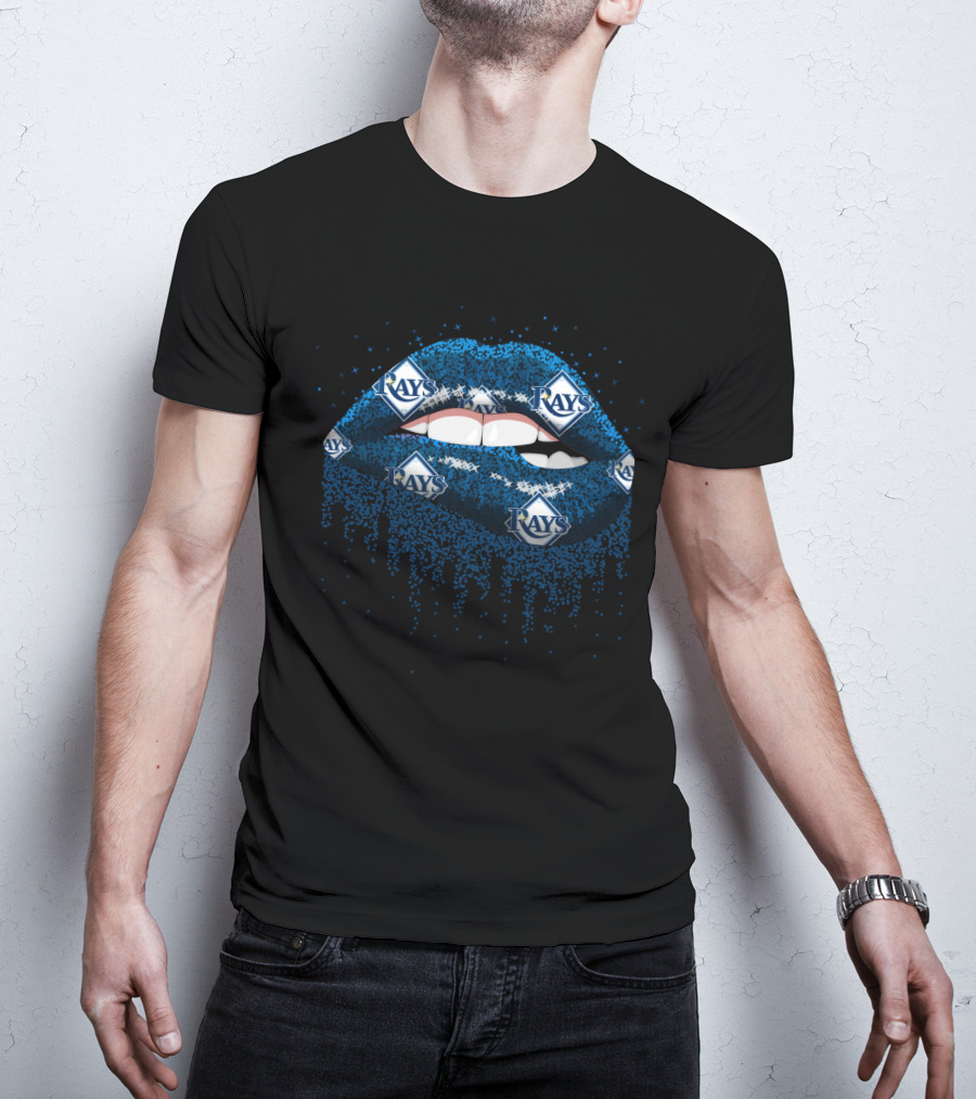 Rays Glitter Lips Design With Tampa Bay Baseball T-Shirt