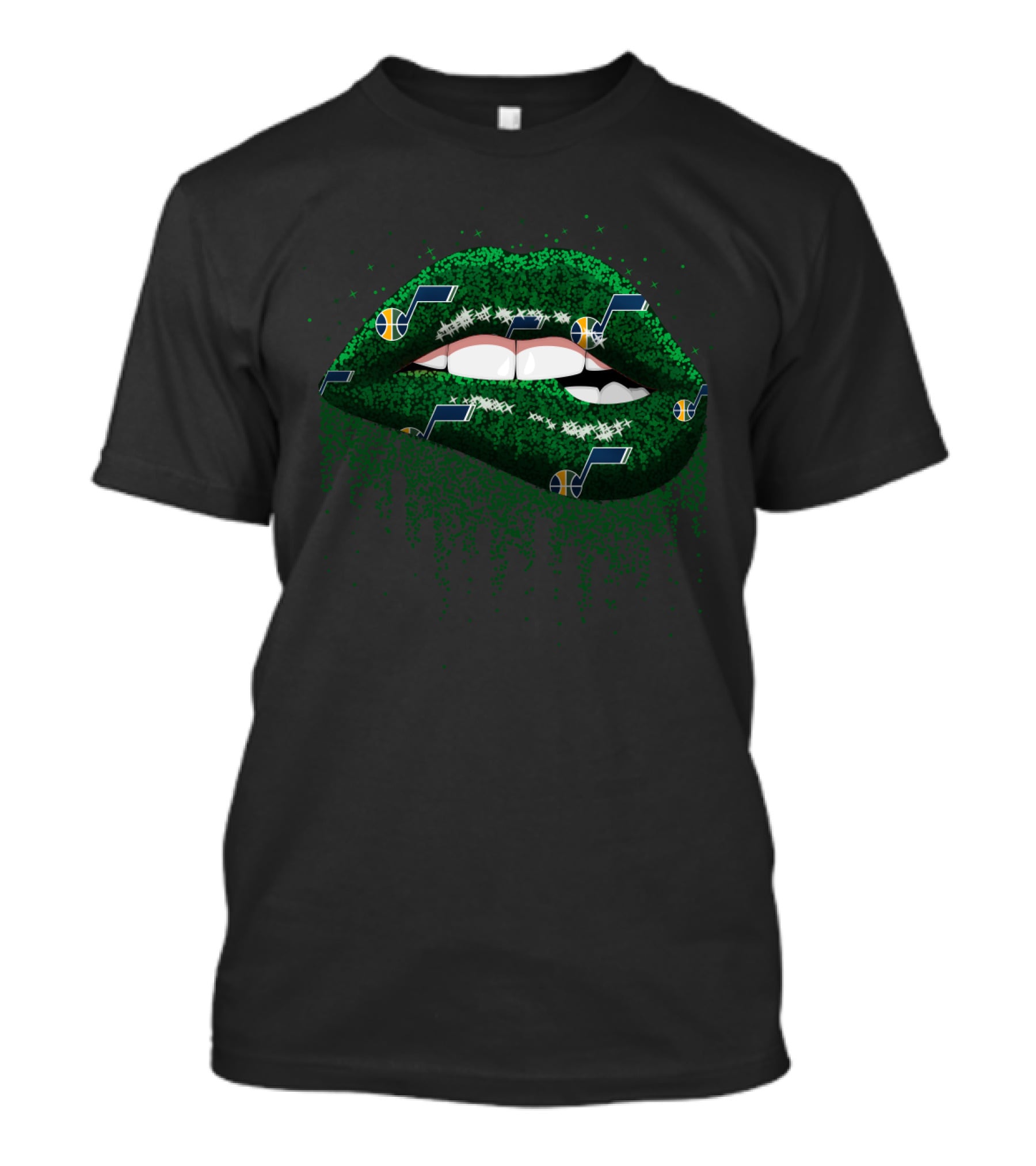 Glitter Lips With Utah Jazz Logos For Fans T-Shirt
