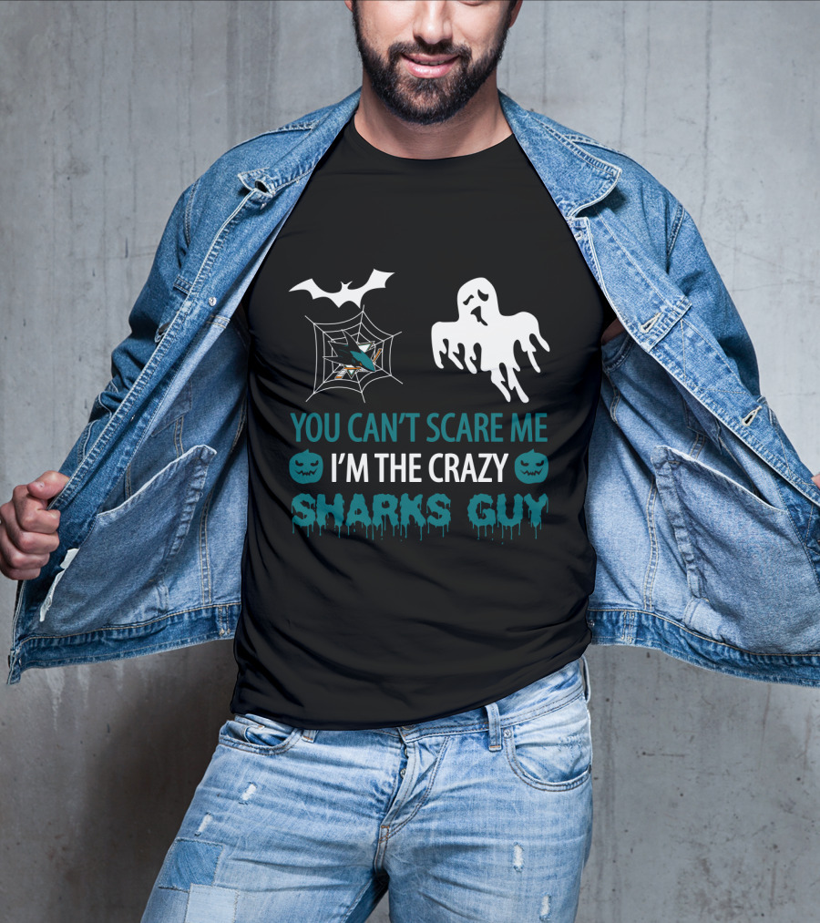 You Can’t Scare Me I’m The Crazy Sharks Guy Halloween Ghost Pumpkin Web T-Shirt