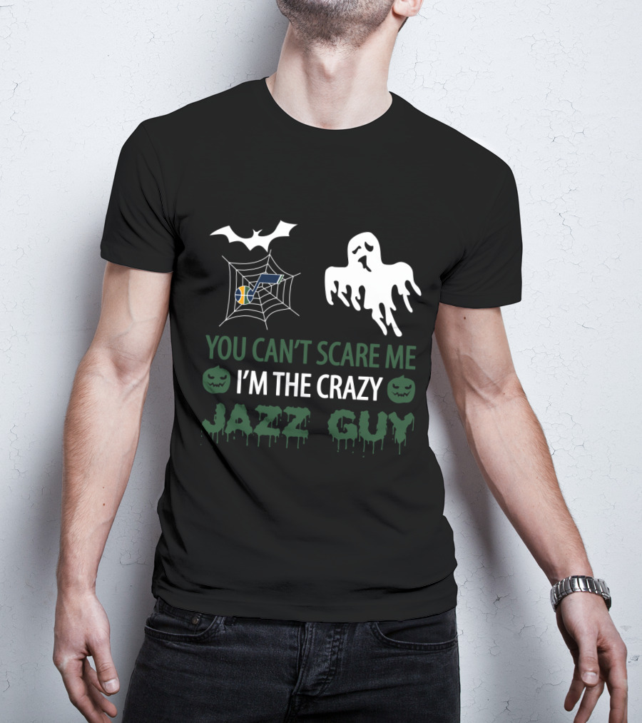 You Can't Scare Me I'm The Crazy Jazz Guy Halloween Ghost Bat Spiderweb T-Shirt