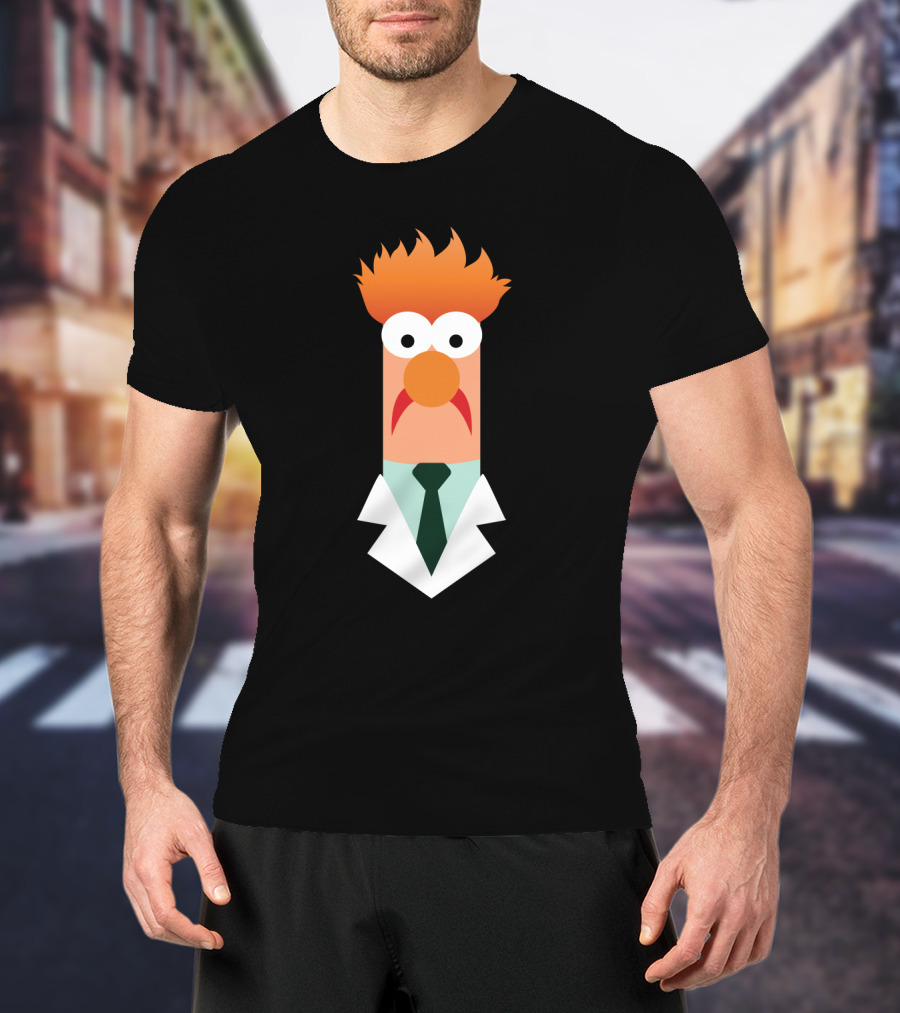 Beaker Character Muppets Scientist Iconic Lab Coat And Tie T-Shirt