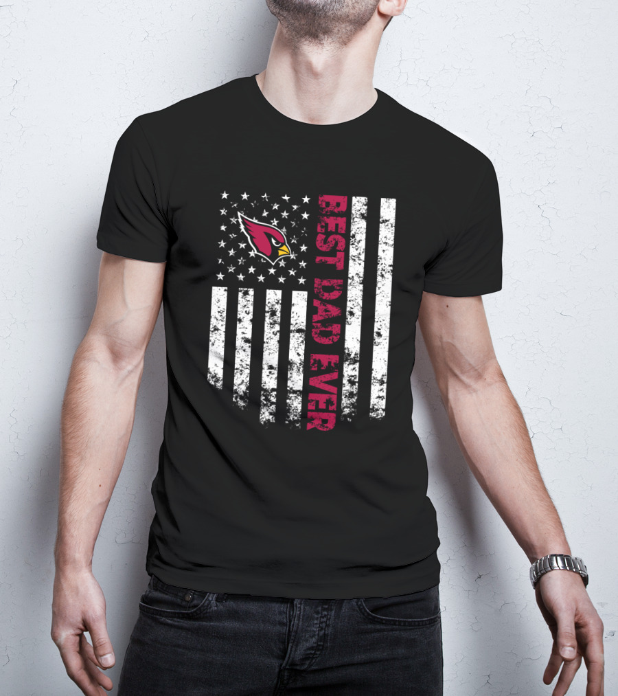 Best Dad Ever Arizona Cardinals American Flag T-Shirt