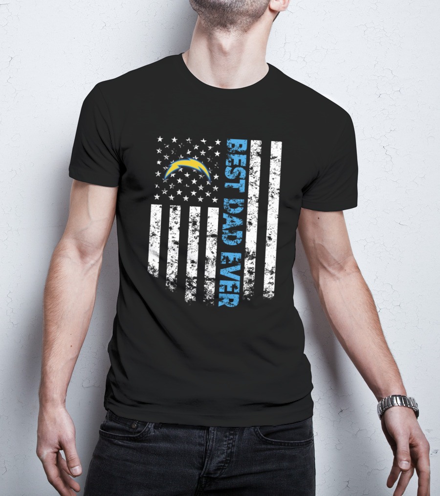 Los Angeles Chargers Best Dad Ever American Flag Stars And Stripes T-Shirt
