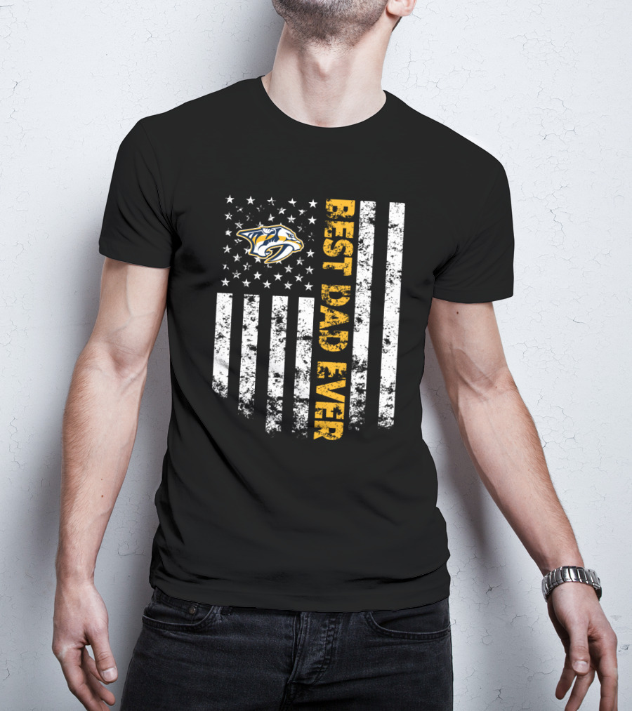 Best Dad Ever Nashville Predators Fan Flag T-Shirt