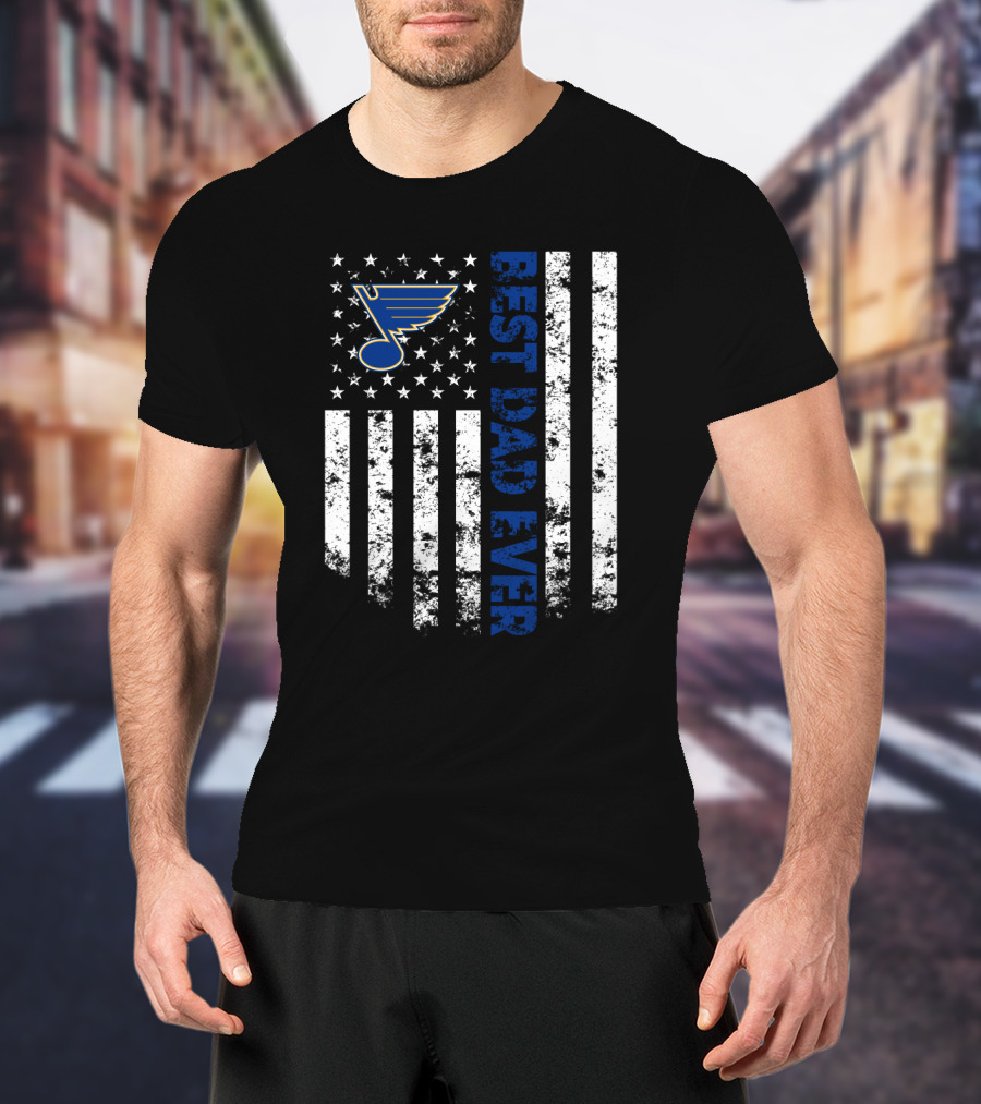 St. Louis Blues Best Dad Ever American Flag T-Shirt