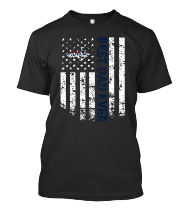 Washington Capitals Best Dad Ever Flag Stripes T-Shirt