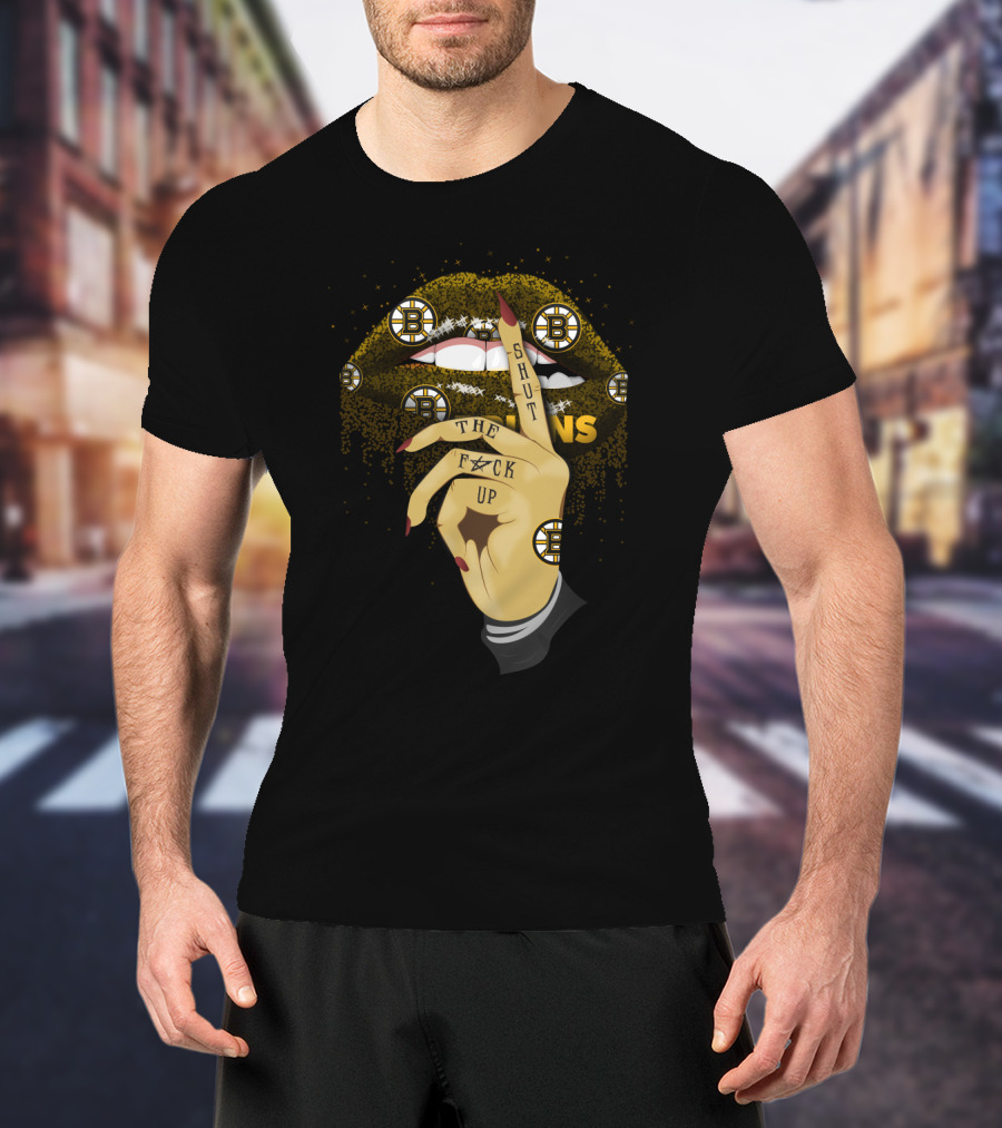 Shut Up Lip Boston Bruins Fans F**K Up Finger Tattoo Bruins Logos T-Shirt