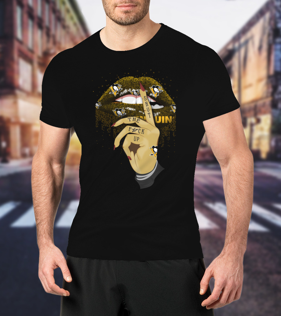 Pittsburgh Penguins Glitter Lip Shut Up Statement Fan T-Shirt