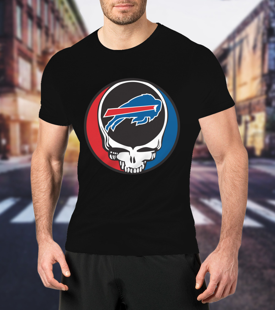 Buffalo Bills Grateful Dead Fan Skull Buffalo Logo Mark T-Shirt