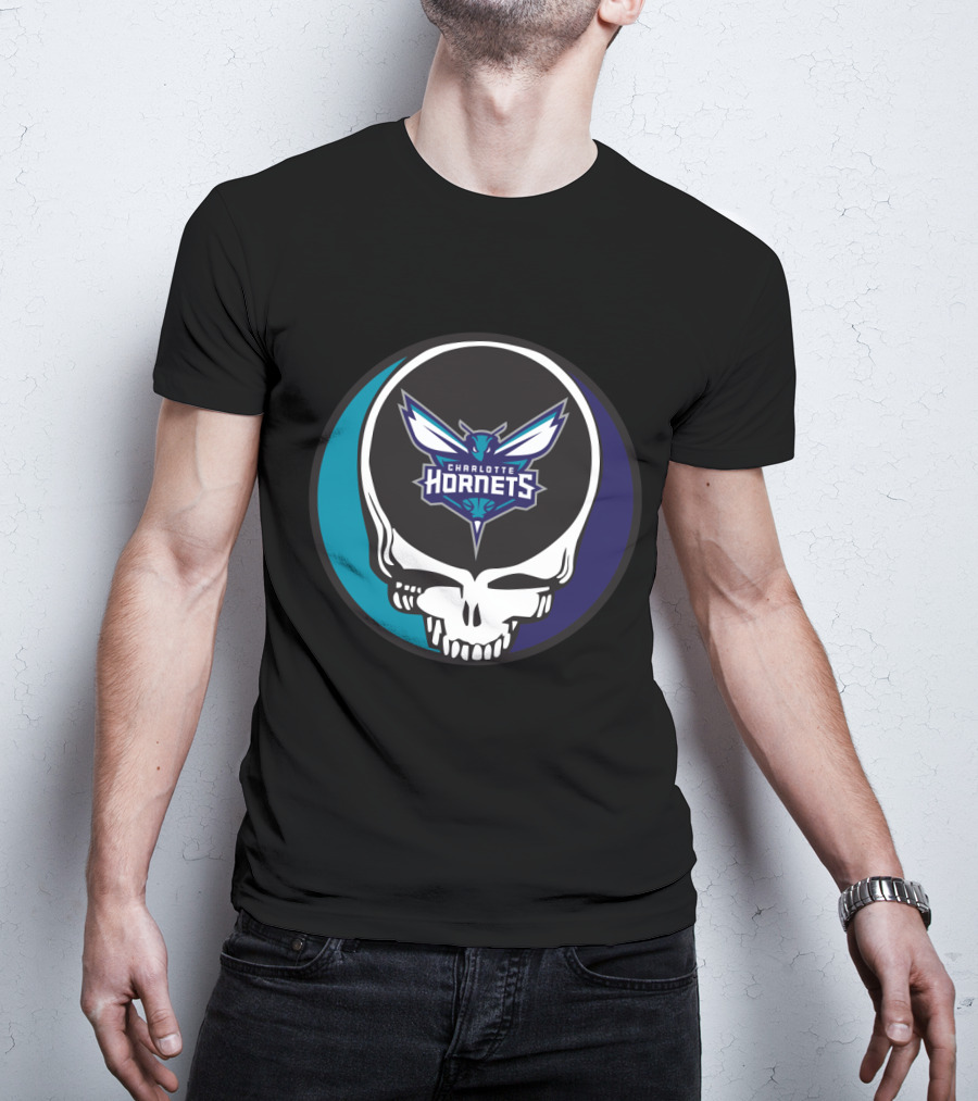 Grateful Dead Charlotte Hornets Skull Logo Combination T-Shirt
