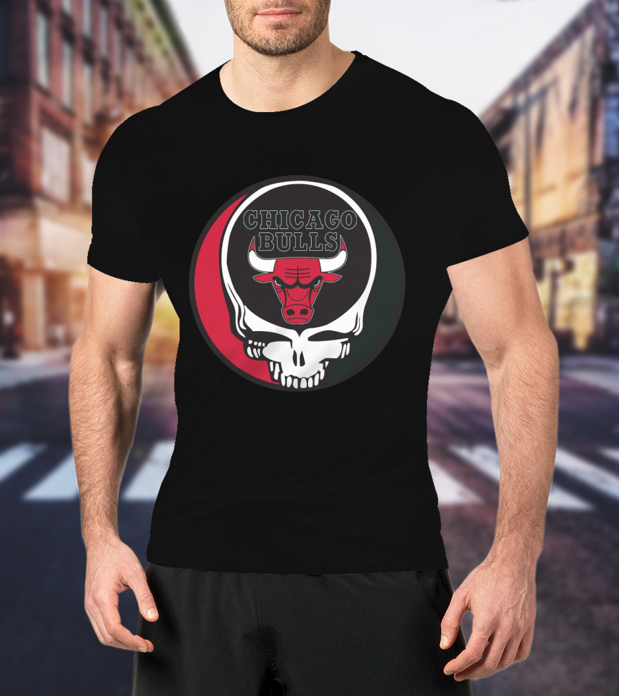 Grateful Dead Skull With Chicago Bulls T-Shirt