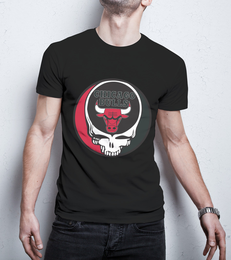 Grateful Dead Skull With Chicago Bulls T-Shirt