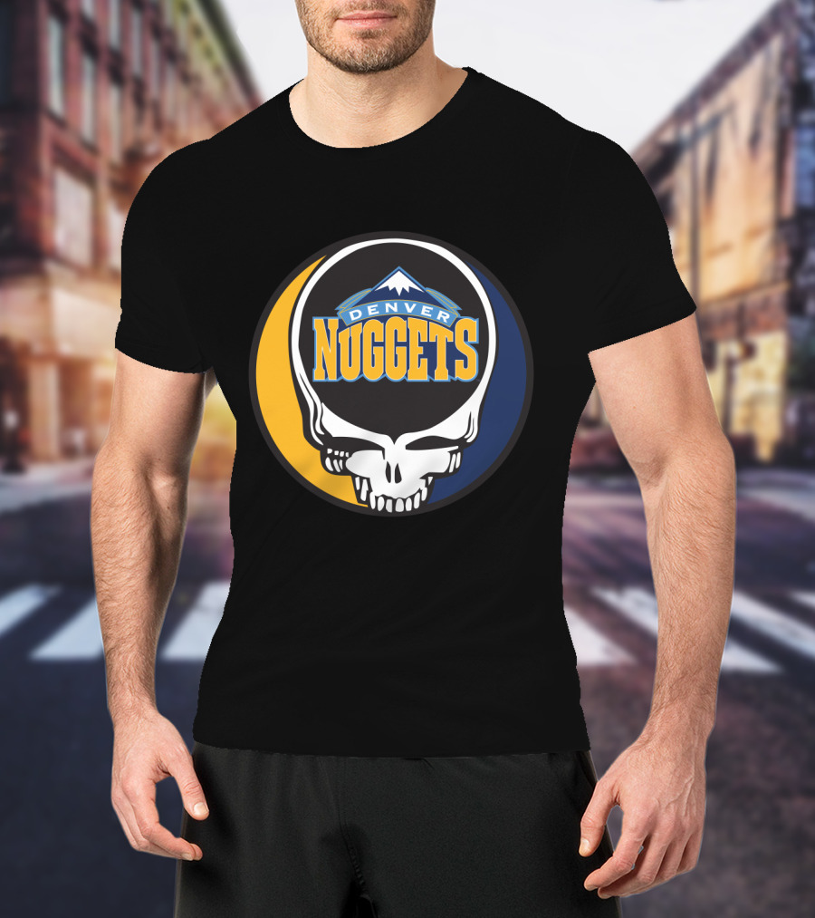Denver Nuggets Grateful Dead Skull Logo With Mountain Symbol T-Shirt