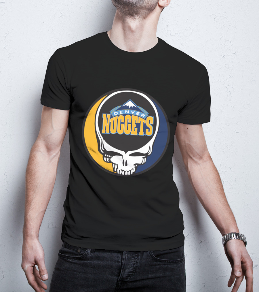 Denver Nuggets Grateful Dead Skull Logo With Mountain Symbol T-Shirt