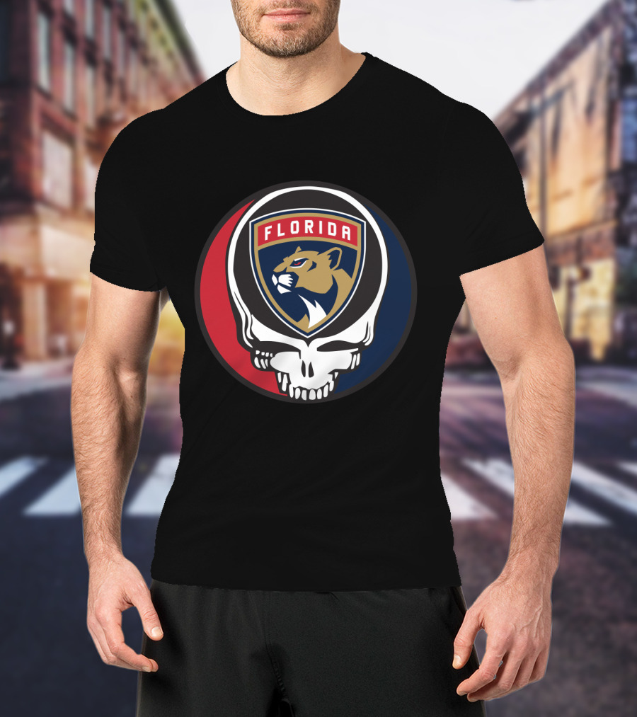 Grateful Dead Skull With Florida Panthers Logo For Fans T-Shirt