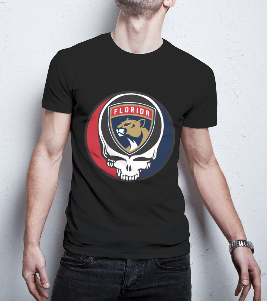 Grateful Dead Skull With Florida Panthers Logo For Fans T-Shirt