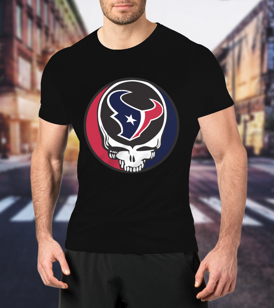 Grateful Dead Skull With Houston Texans Logo For Fans T-Shirt