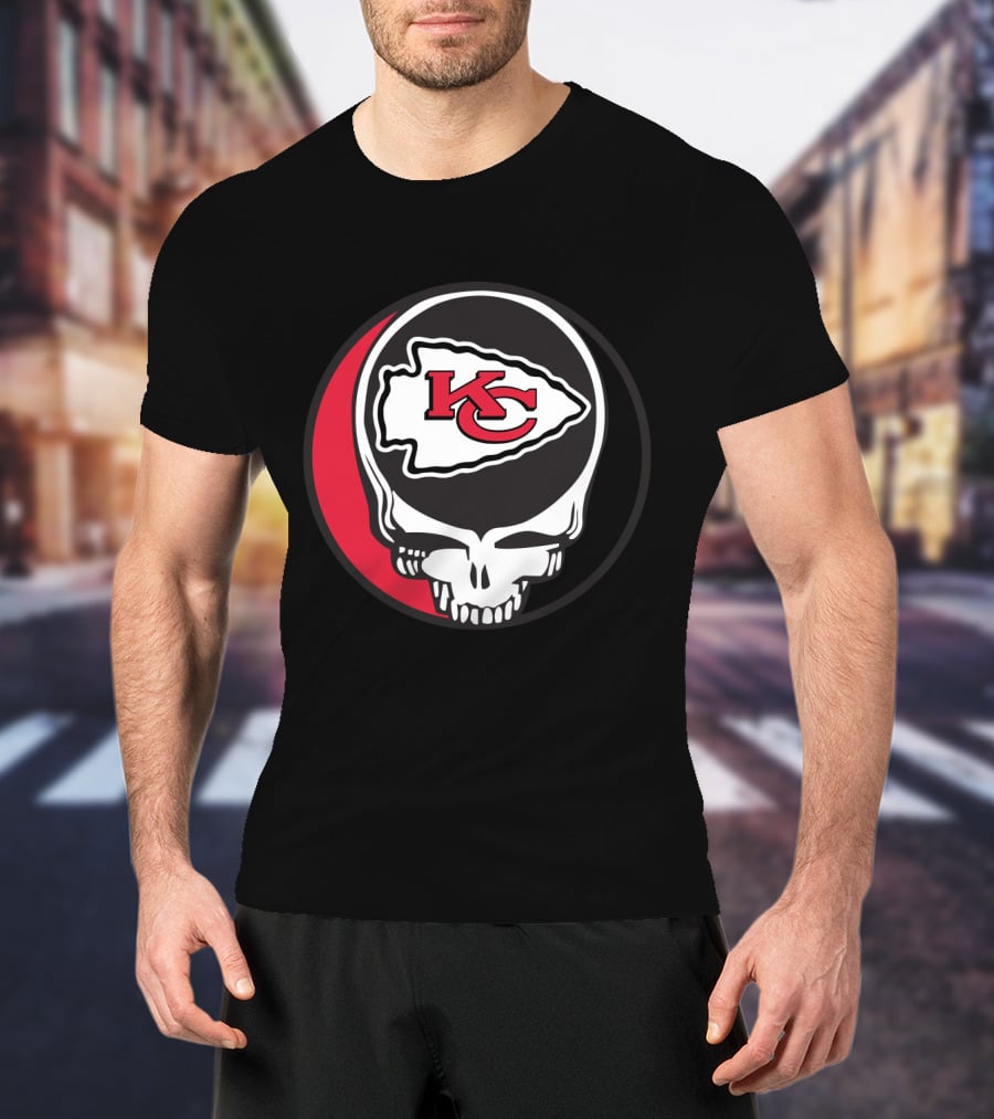 Kansas City Chiefs Skull Logo Fusion With Grateful Dead T-Shirt