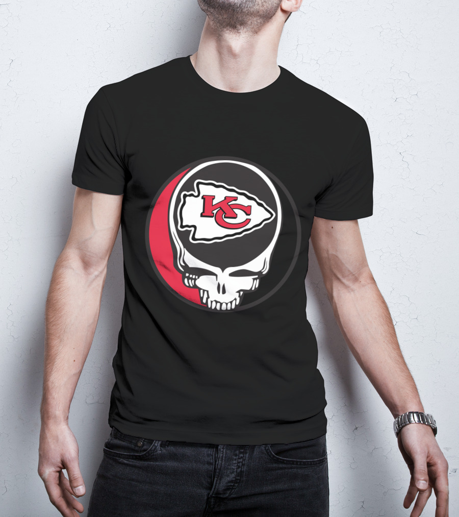 Kansas City Chiefs Skull Logo Fusion With Grateful Dead T-Shirt
