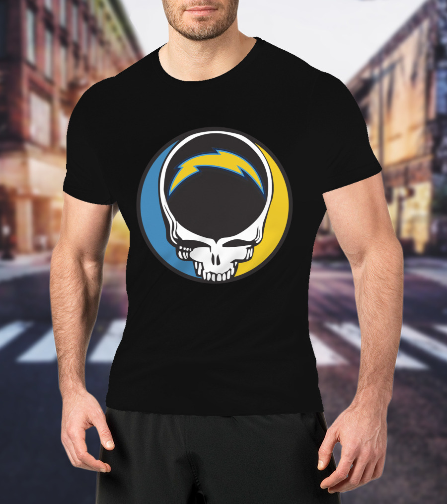 Grateful Dead And Los Angeles Chargers Logo Fusion For Fans T-Shirt