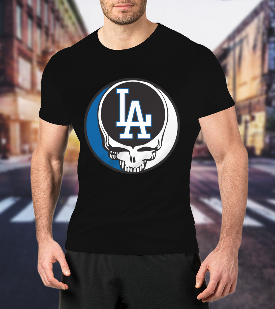 Grateful Dead Los Angeles Dodgers Fans Iconic Skull Logo Fusion T-Shirt