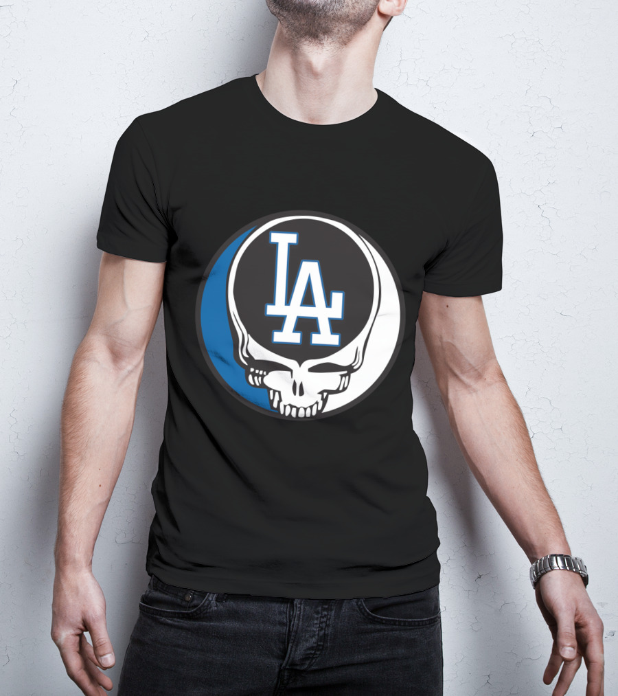 Grateful Dead Los Angeles Dodgers Fans Iconic Skull Logo Fusion T-Shirt
