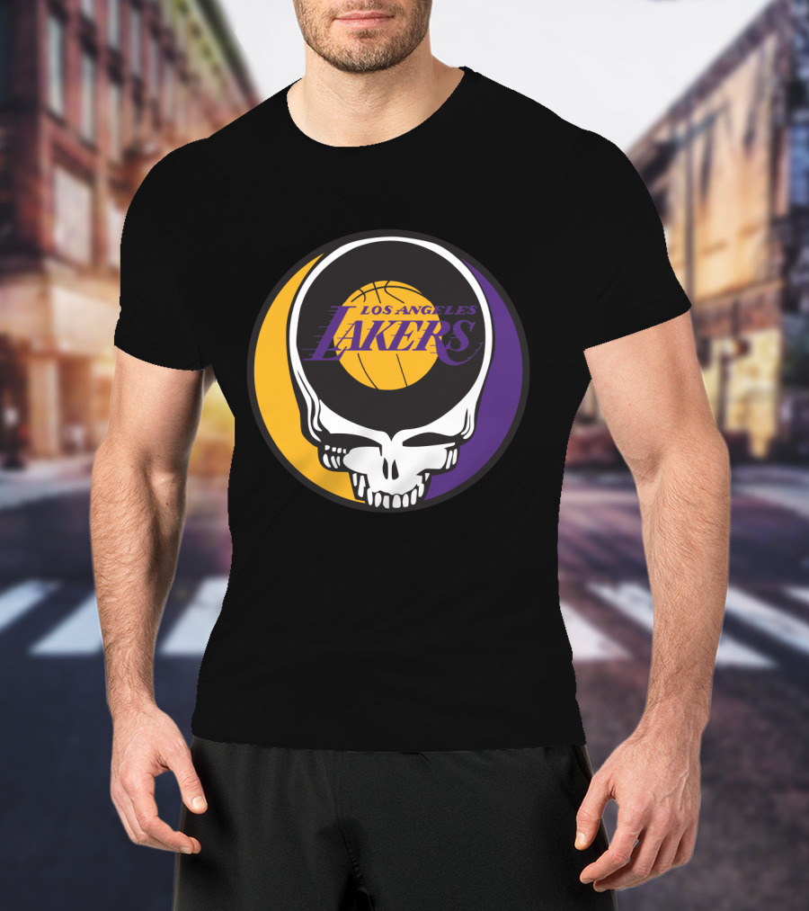 Grateful Dead Los Angeles Lakers Basketball Skull T-Shirt