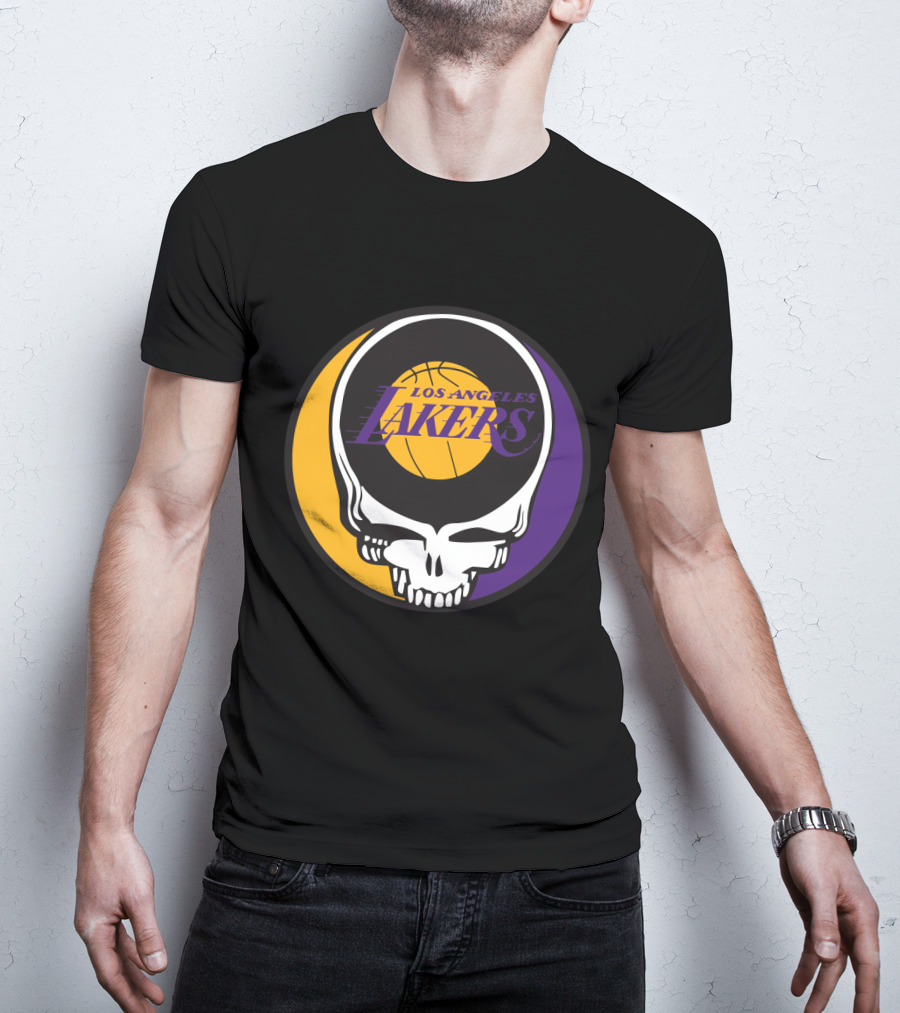 Grateful Dead Los Angeles Lakers Basketball Skull T-Shirt