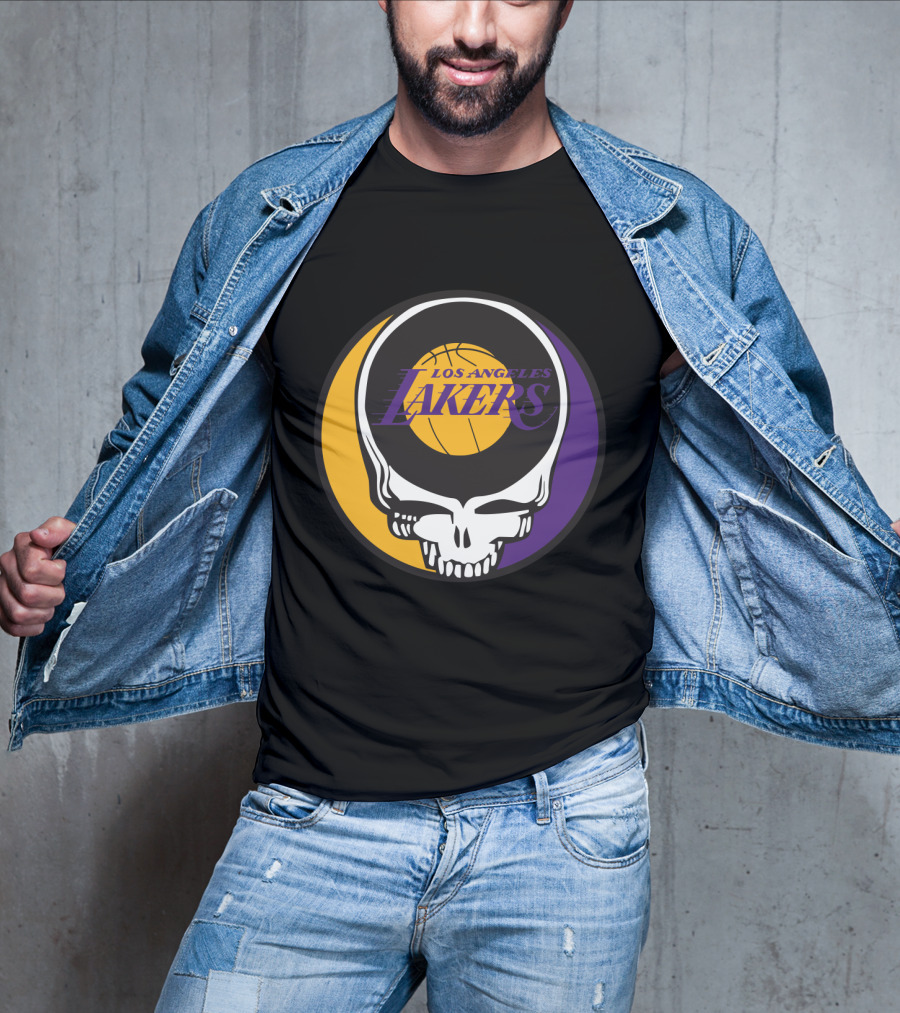 Grateful Dead Los Angeles Lakers Basketball Skull T-Shirt