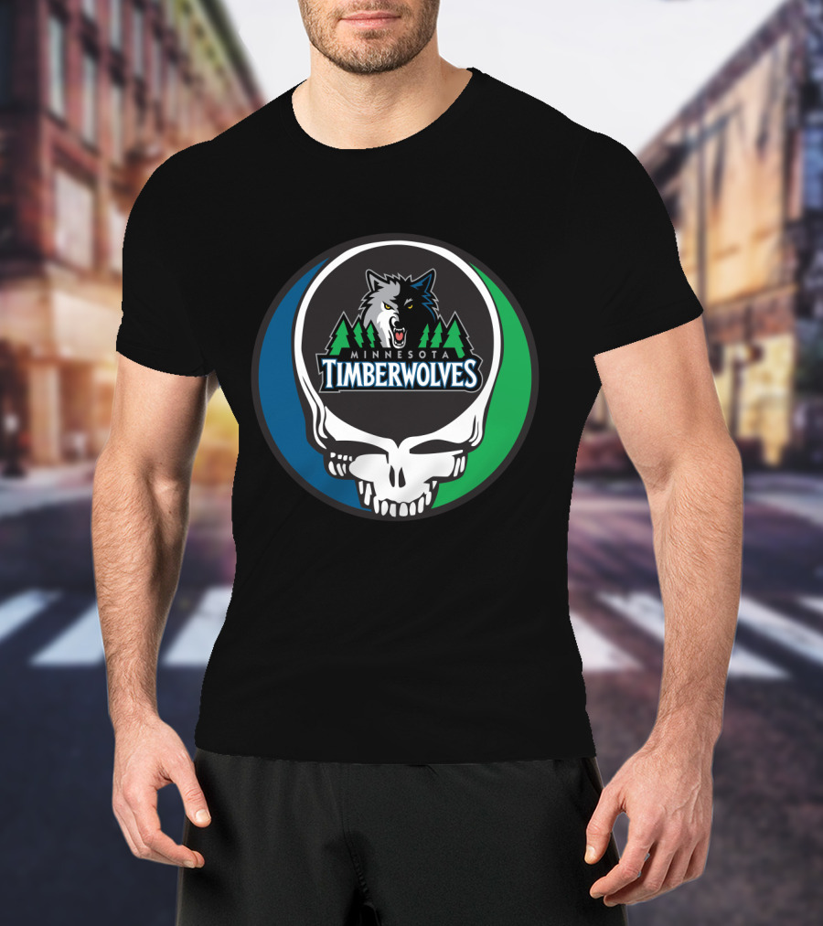 Grateful Dead Minnesota Timberwolves Basketball Fan Skull T-Shirt