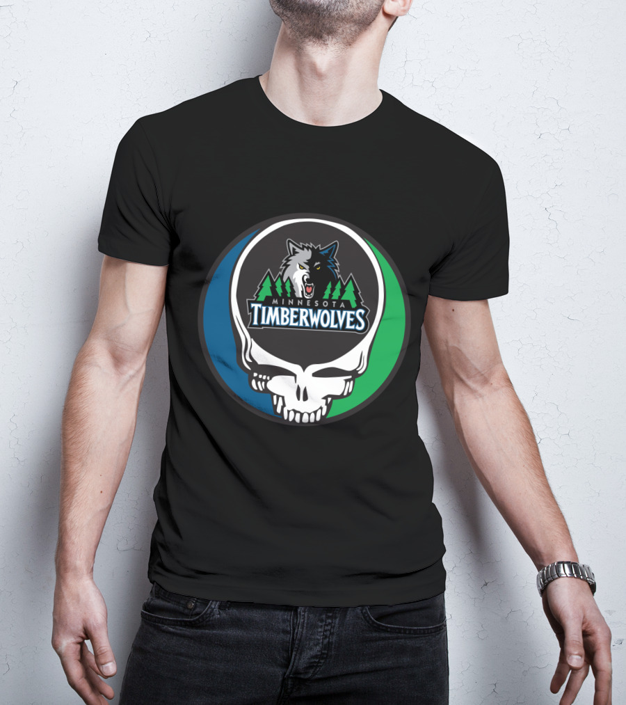 Grateful Dead Minnesota Timberwolves Basketball Fan Skull T-Shirt