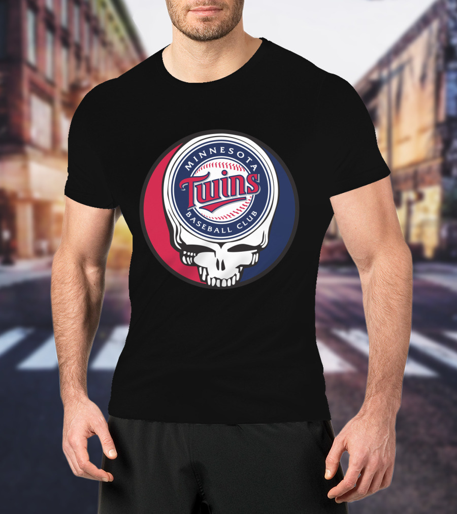 Minnesota Twins Baseball Club And Grateful Dead Skull Logo Mashup T-Shirt